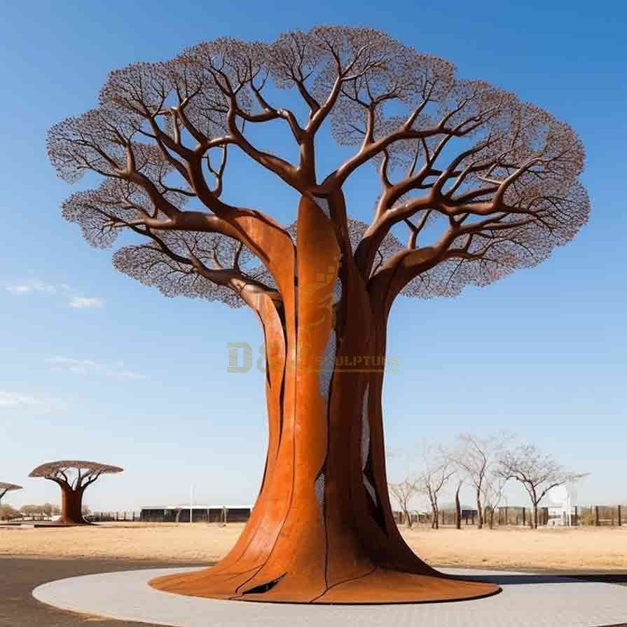 Custom Giant Corten Steel Baobab Tree Sculpture 3