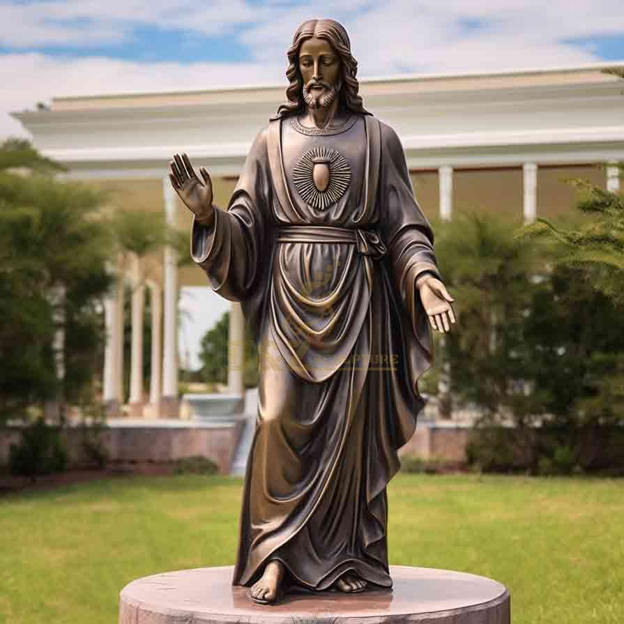 Large Bronze Outdoor Sacred Heart of Jesus Statue 4