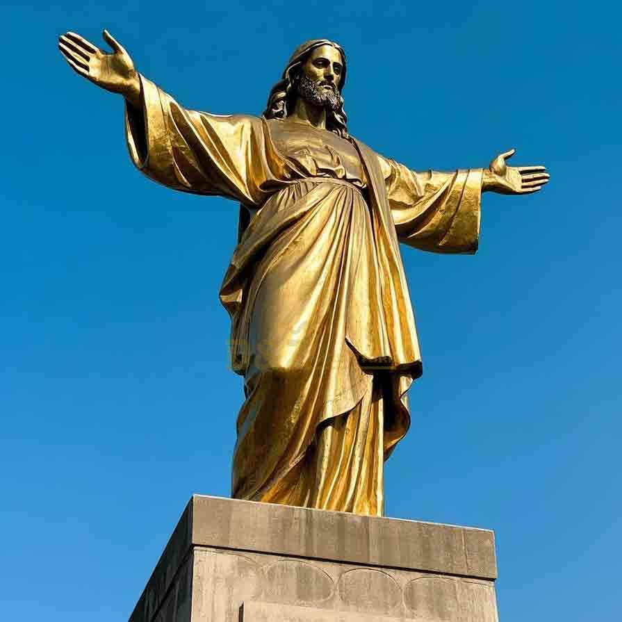 Custom Large Golden Jesus Statue - Outdoor Bronze 2