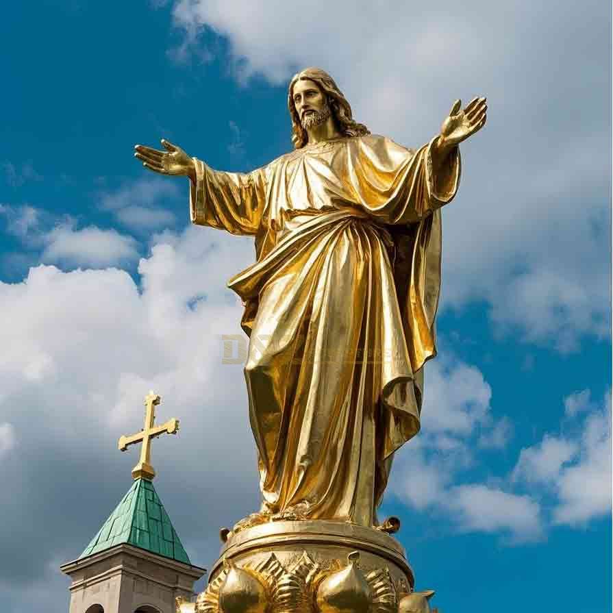 Custom Large Golden Jesus Statue - Outdoor Bronze 4