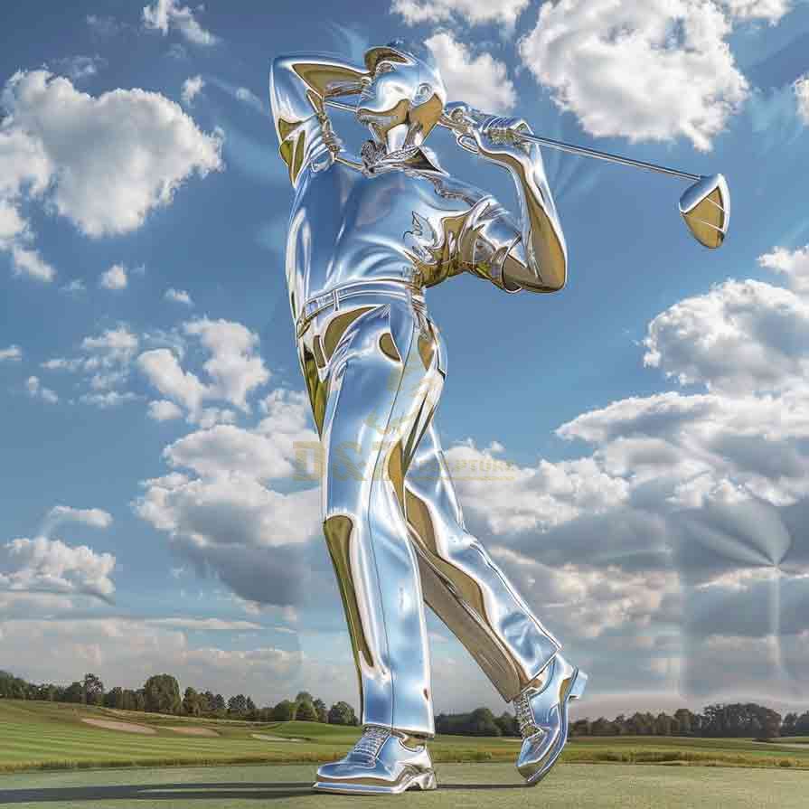 Large Metal Golfer Sculpture | Golf Lawn Decor 2