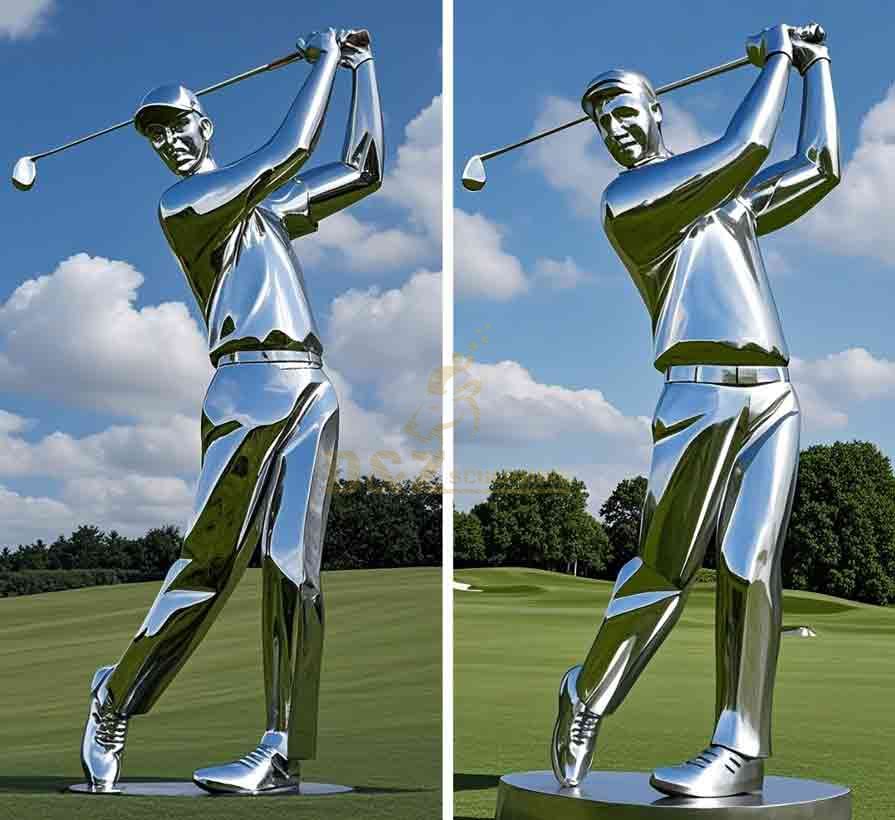 Large Metal Golfer Sculpture | Golf Lawn Decor 5