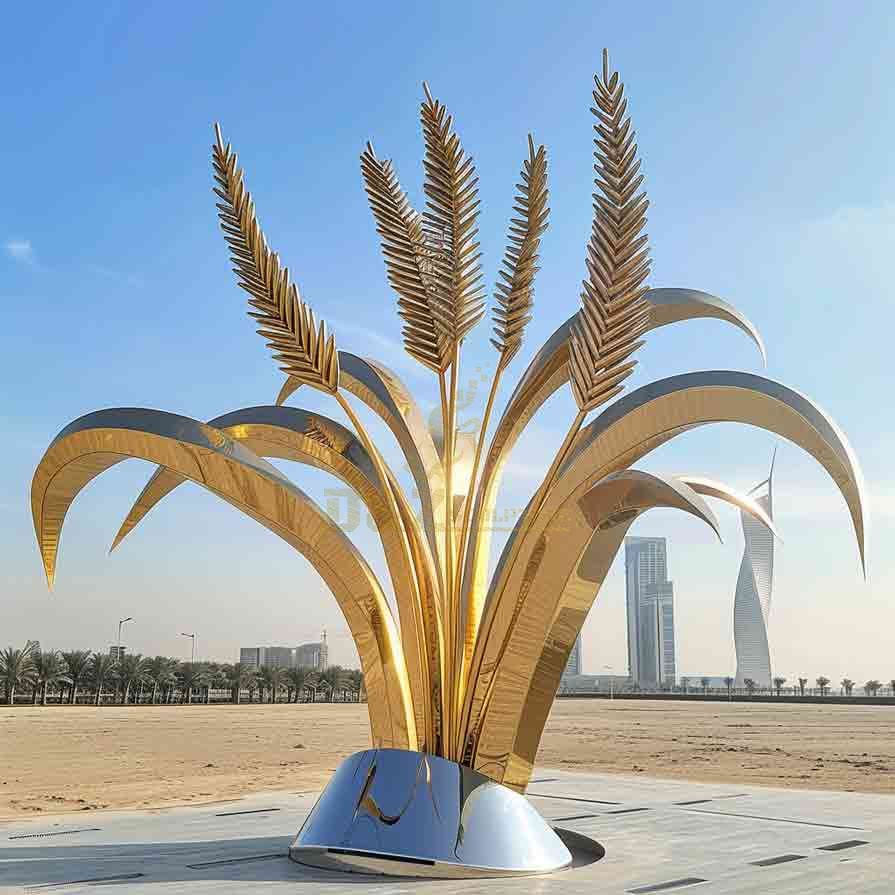 Giant Metal Wheat Sculpture | Gold Ears, Silver Stems 5