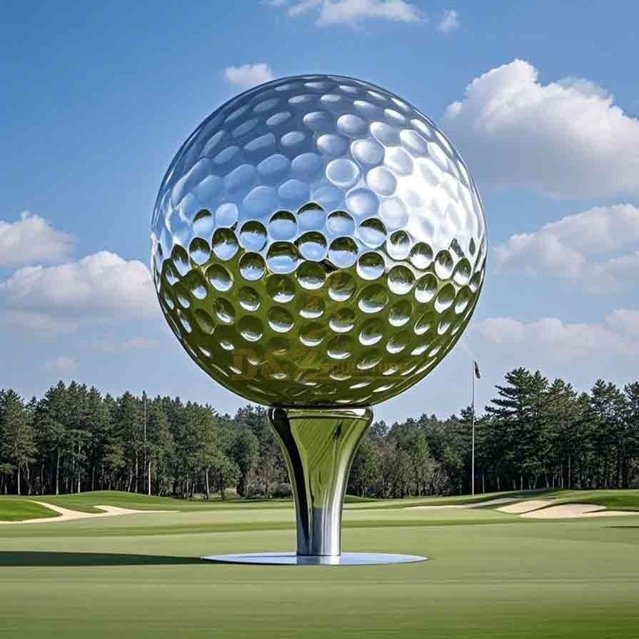 Large Metal Golf Ball Sculpture | Golf Lawn Decor 1