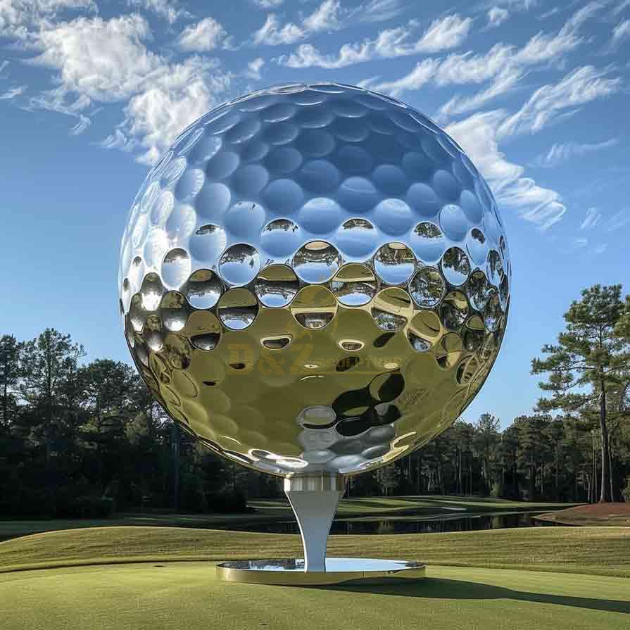 Large Metal Golf Ball Sculpture | Golf Lawn Decor 3