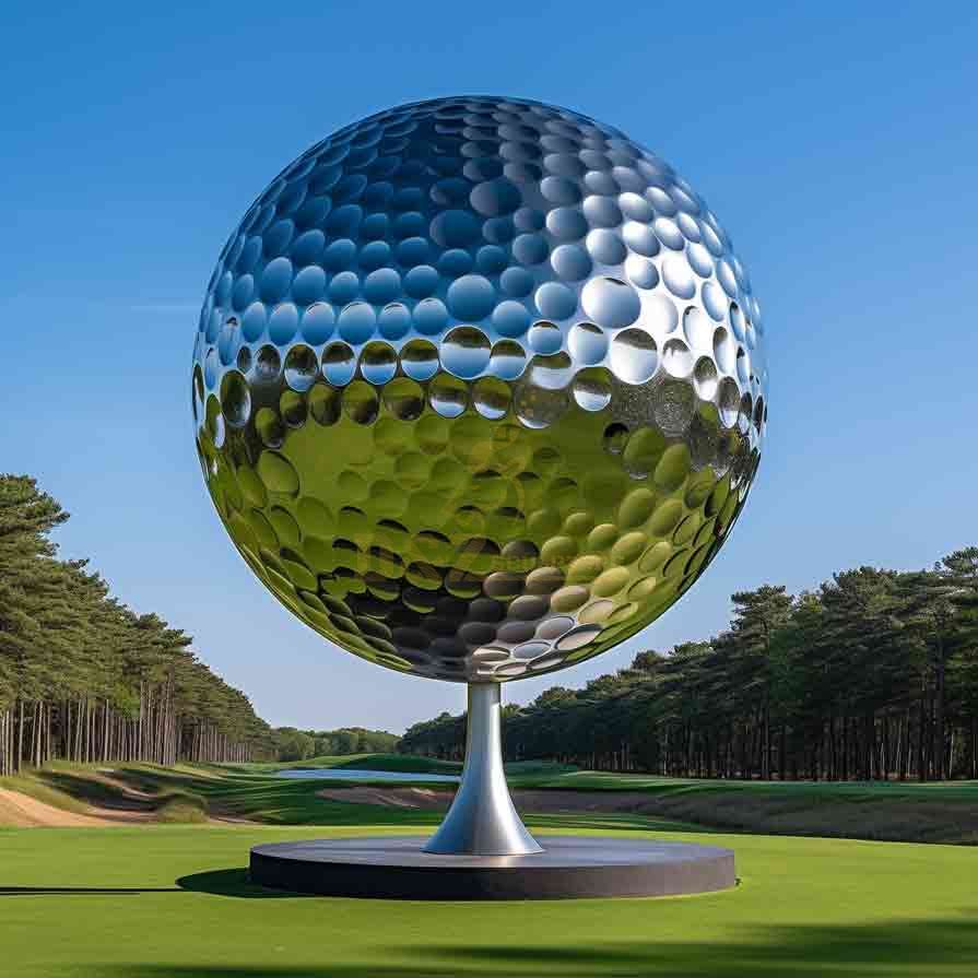 Large Metal Golf Ball Sculpture | Golf Lawn Decor 6