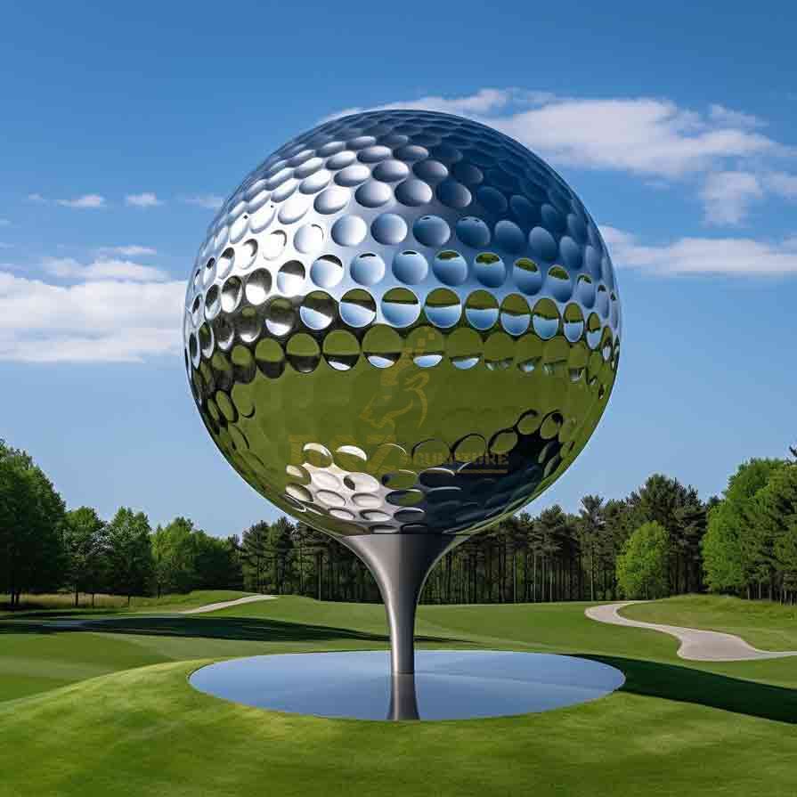 Large Metal Golf Ball Sculpture | Golf Lawn Decor 7