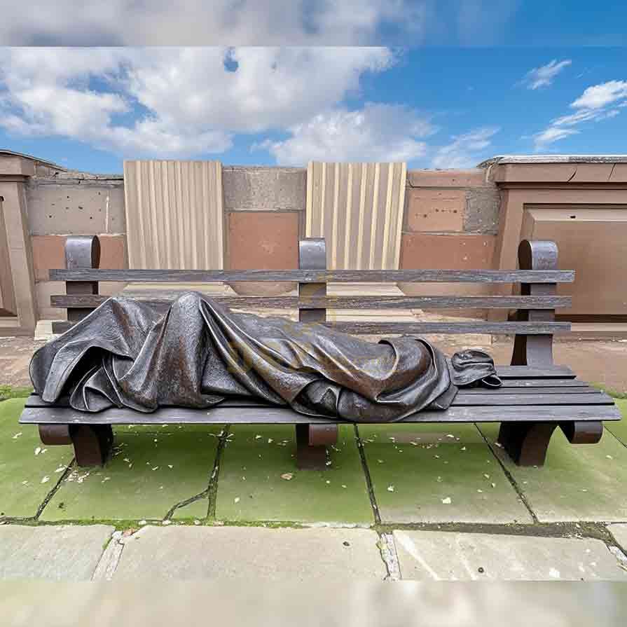 Bronze Homeless Jesus Statue on Bench 6