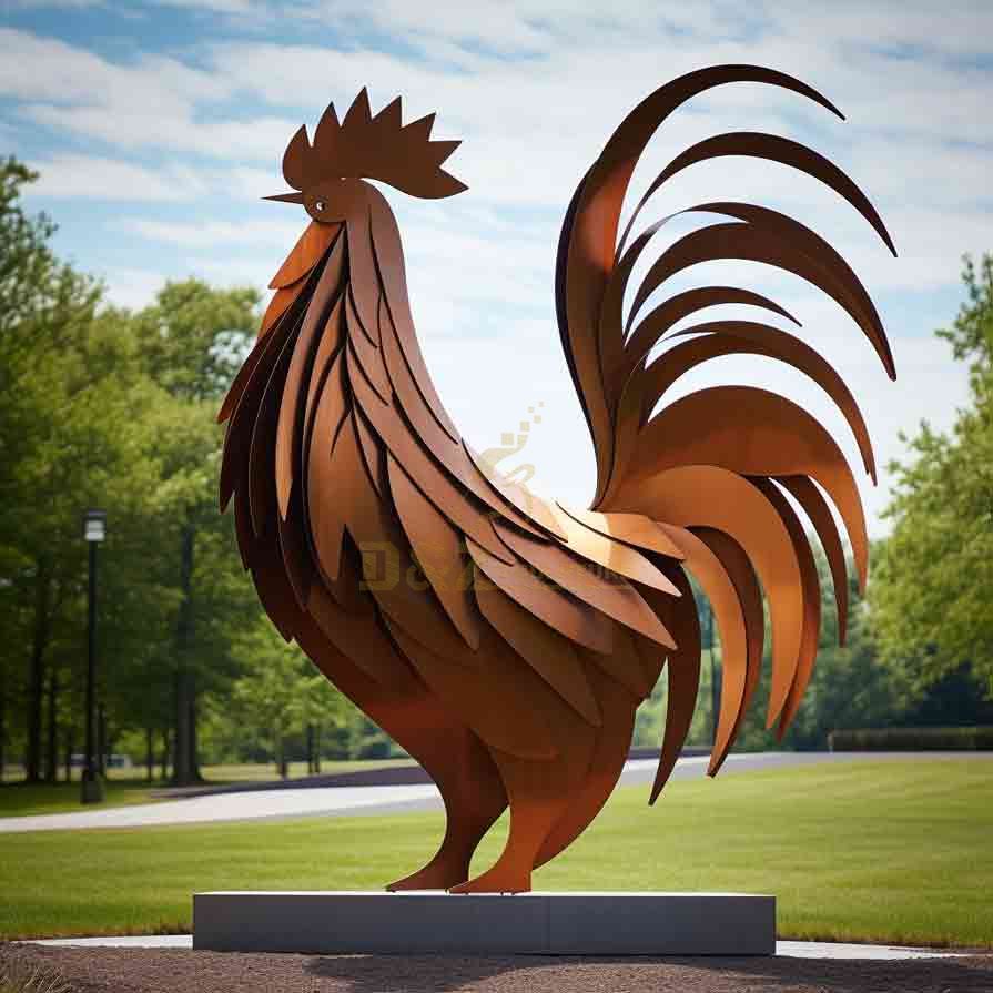 Large Corten Steel Rooster Sculpture | Park Art 3