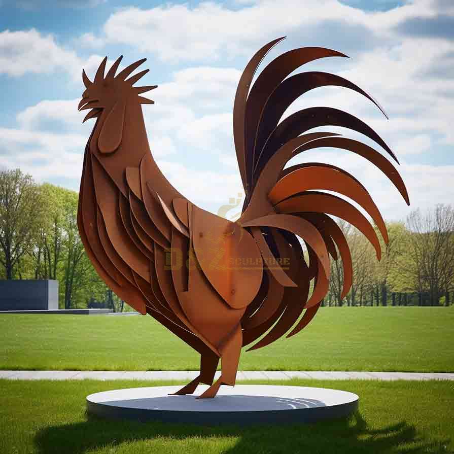 Large Corten Steel Rooster Sculpture | Park Art 4