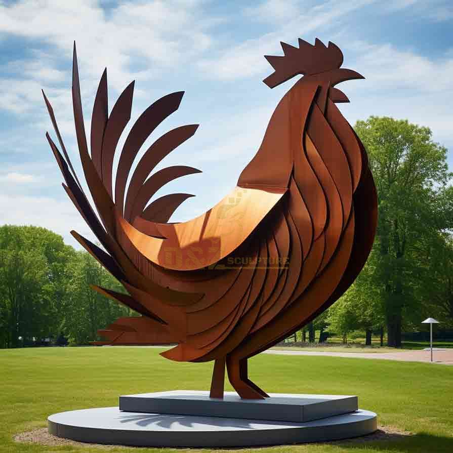 Large Corten Steel Rooster Sculpture | Park Art 5