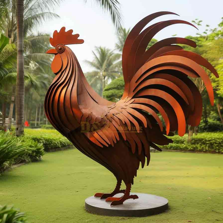 Large Corten Steel Rooster Sculpture | Park Art 6