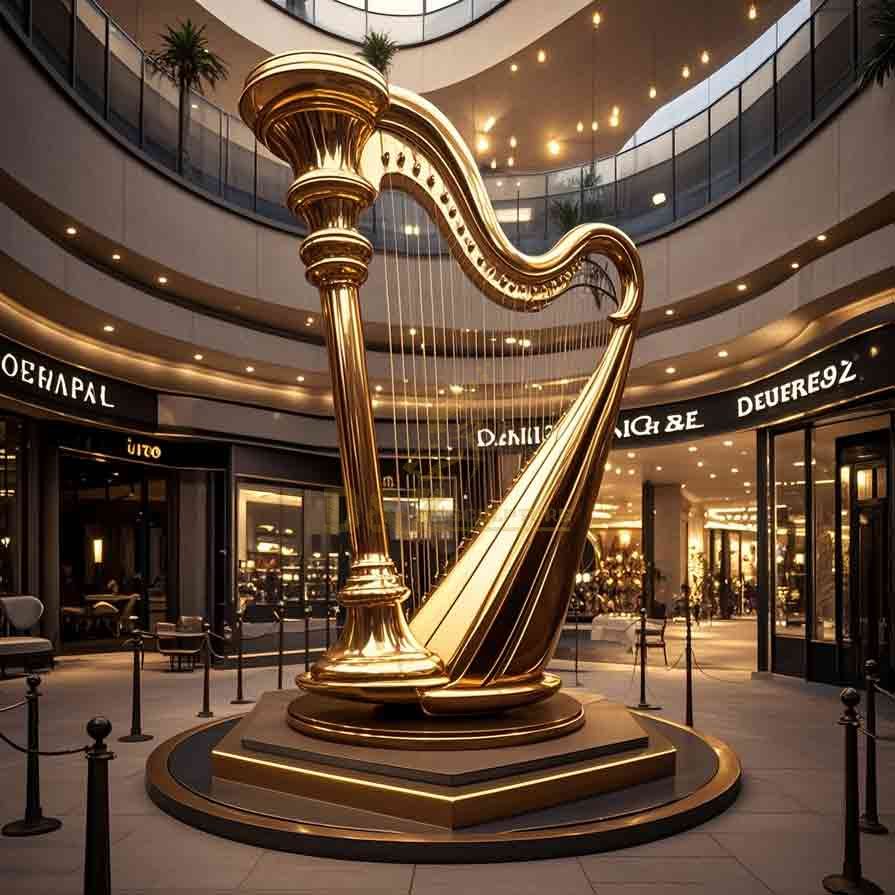 Large Golden Harp Sculpture | Modern Luxury Art Decor 3