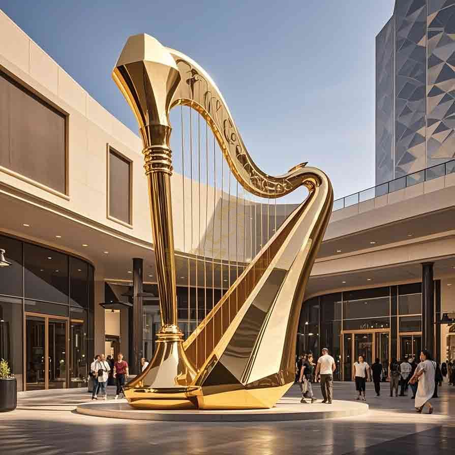 Large Golden Harp Sculpture | Modern Luxury Art Decor 8