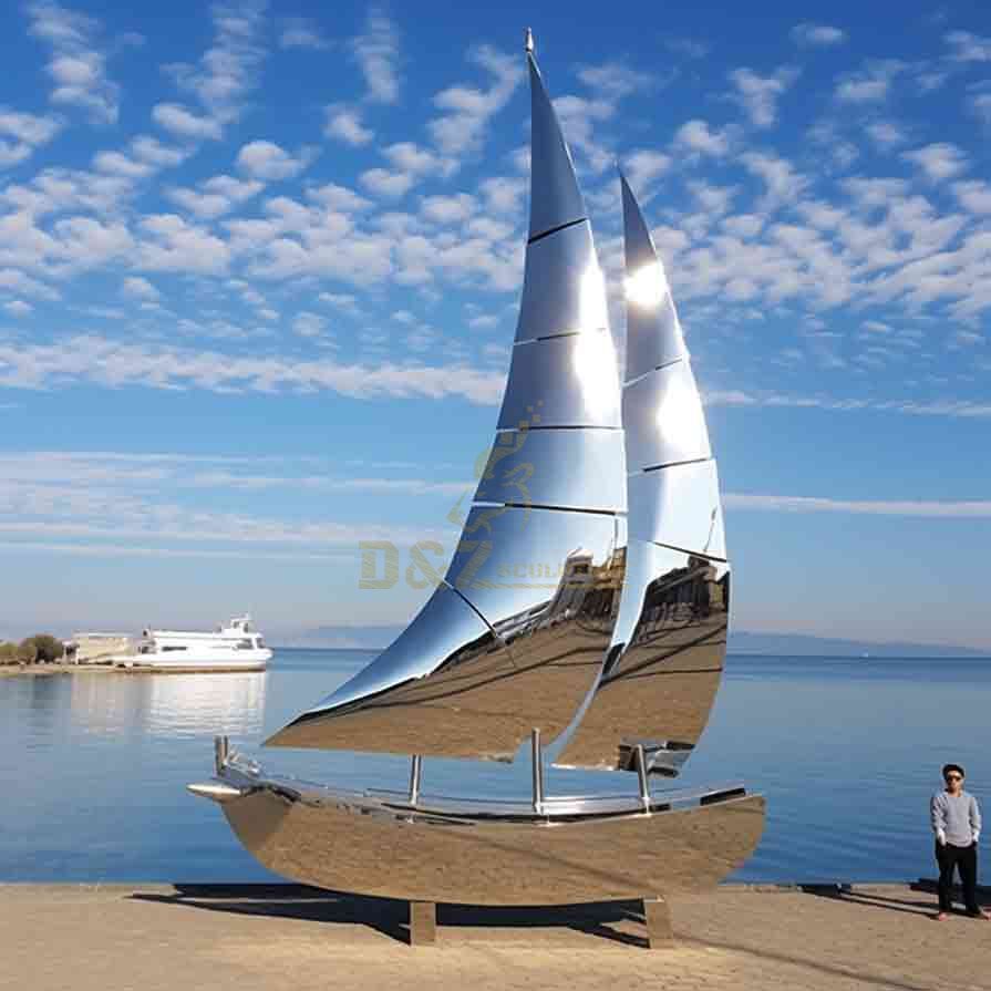 Large Metal Sailboat Sculpture | Stainless Steel Outdoor Decor 2