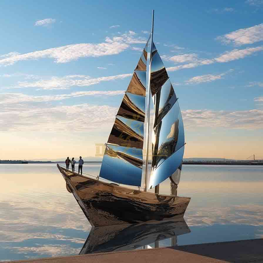 Large Metal Sailboat Sculpture | Stainless Steel Outdoor Decor 6