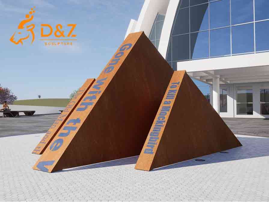 Corten Steel Giant Book Sculpture: Wisdom and Art 2