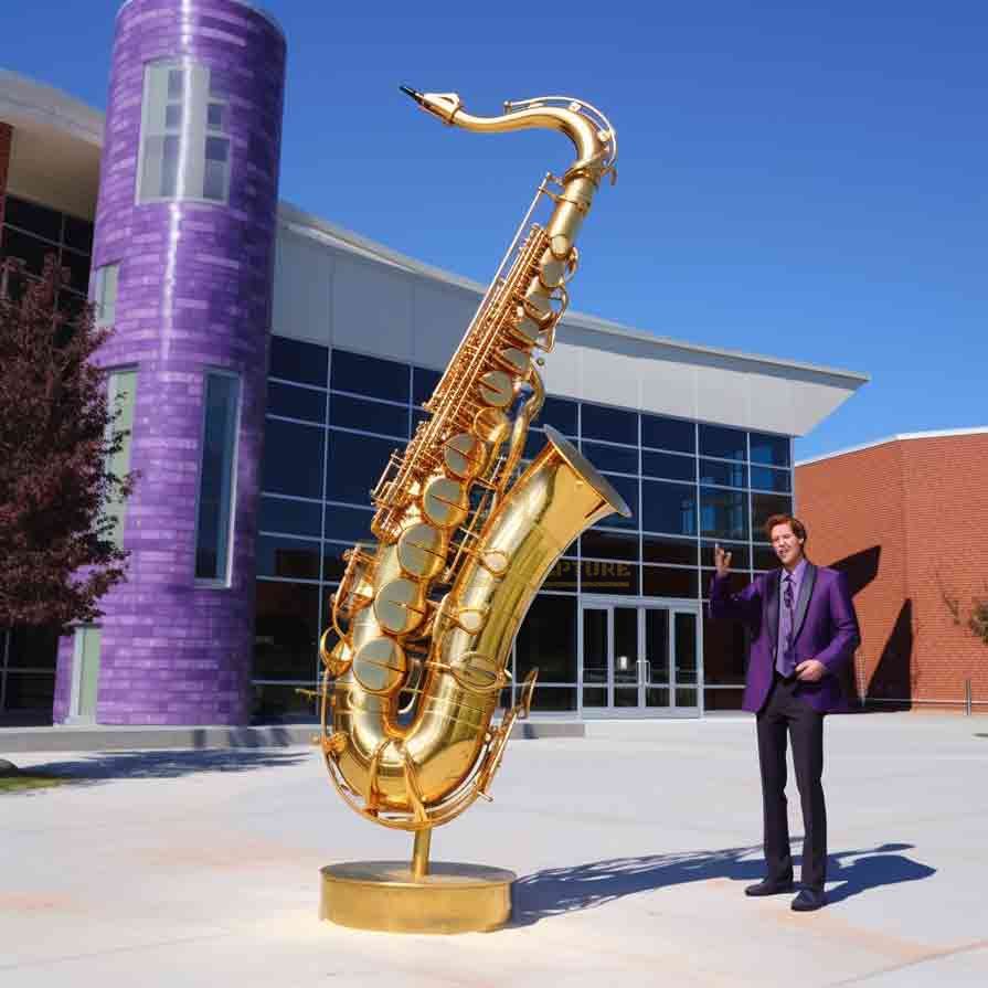 Large Golden Stainless Steel Saxophone Sculpture 4